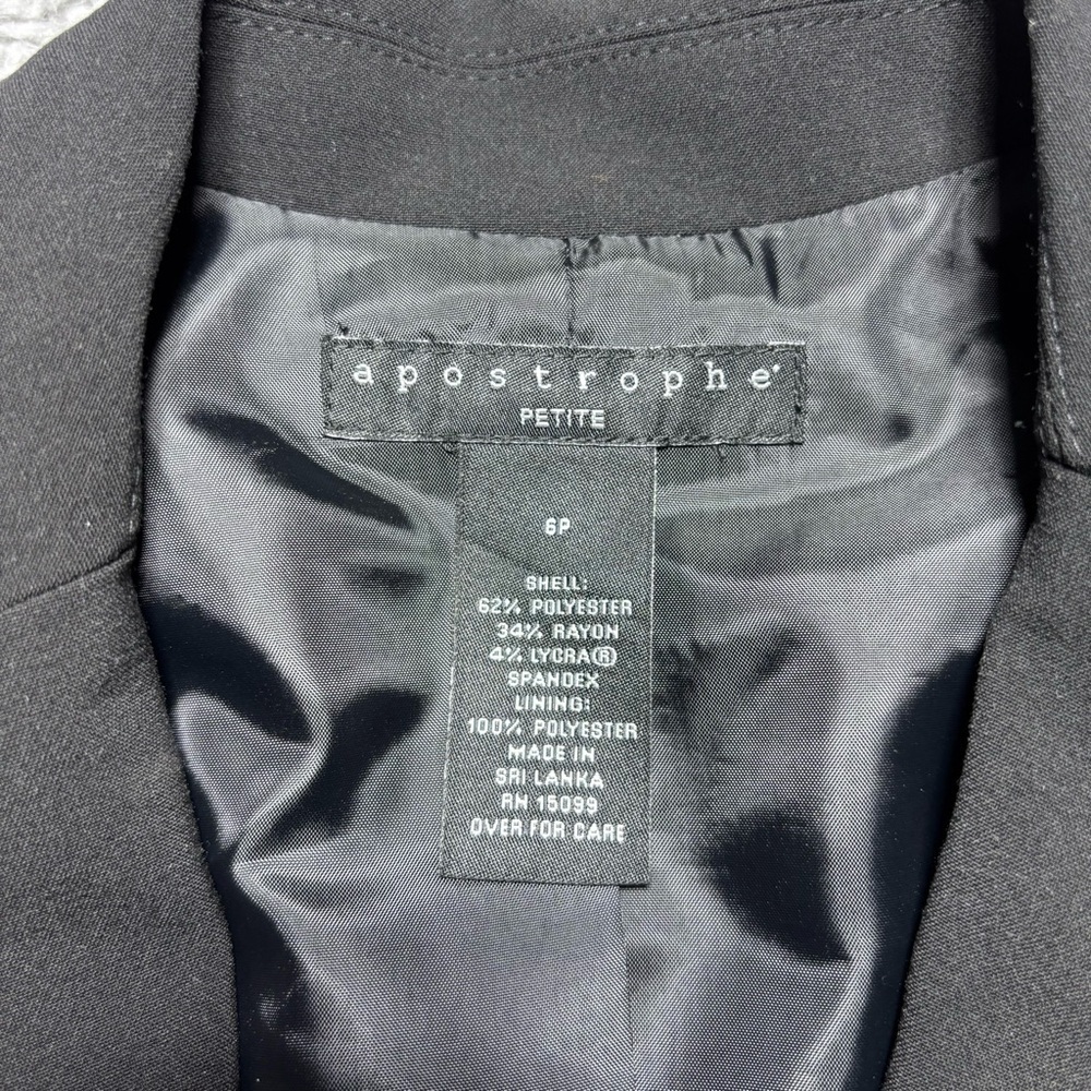 Apostrophe Blazer Womens 6 Petite Single Breasted Pockets Sophisticated Layering - Picture 2 of 5